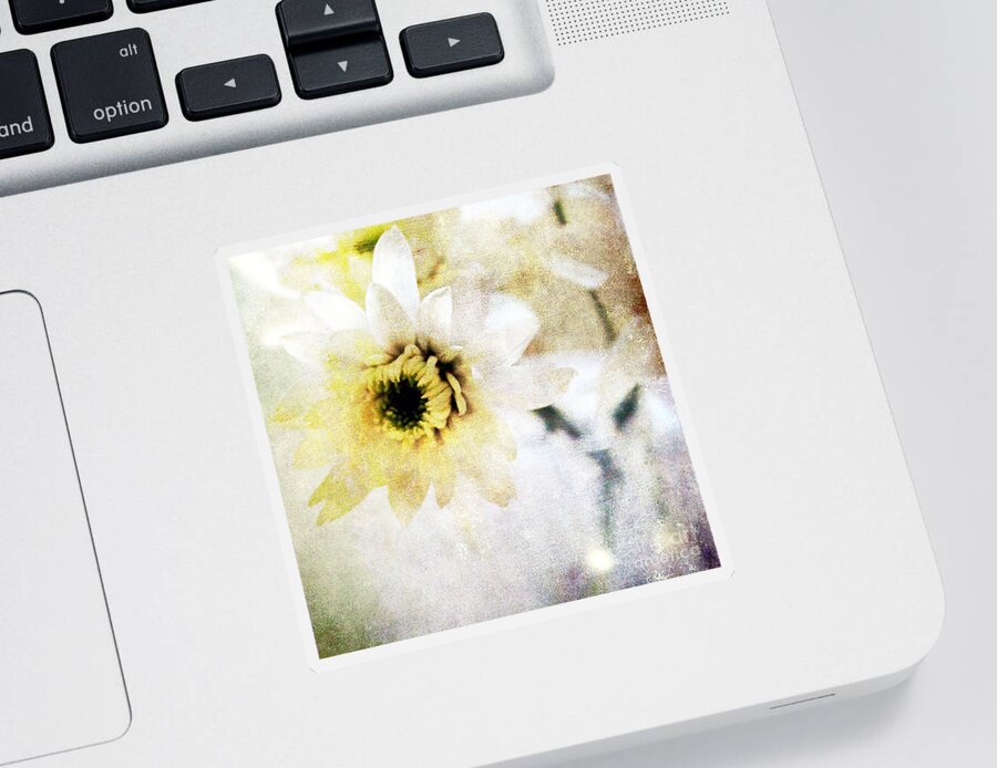 Flower Sticker featuring the mixed media White Flower by Linda Woods