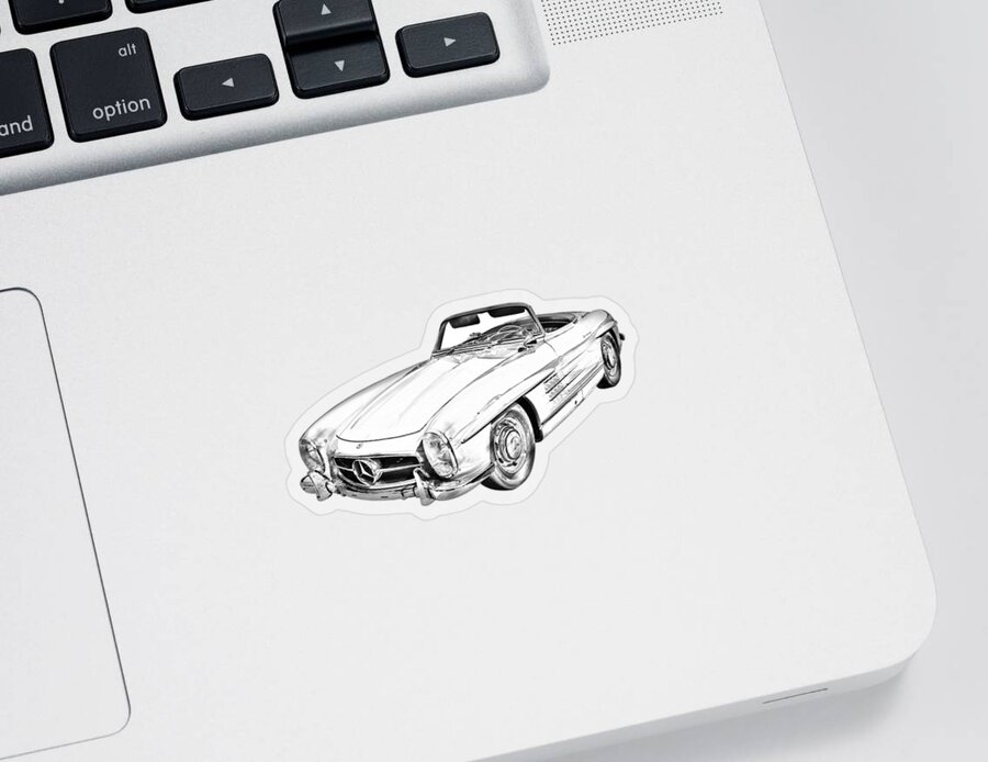 Mercedes Benz 300 SL Convertible Illustration #1 Sticker by Keith Webber Jr  - Pixels