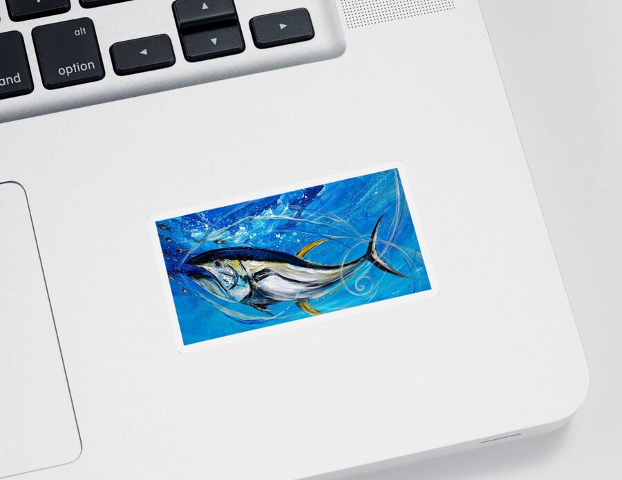Tuna Sticker featuring the painting Abstract Yellow Fin Tuna by J Vincent Scarpace