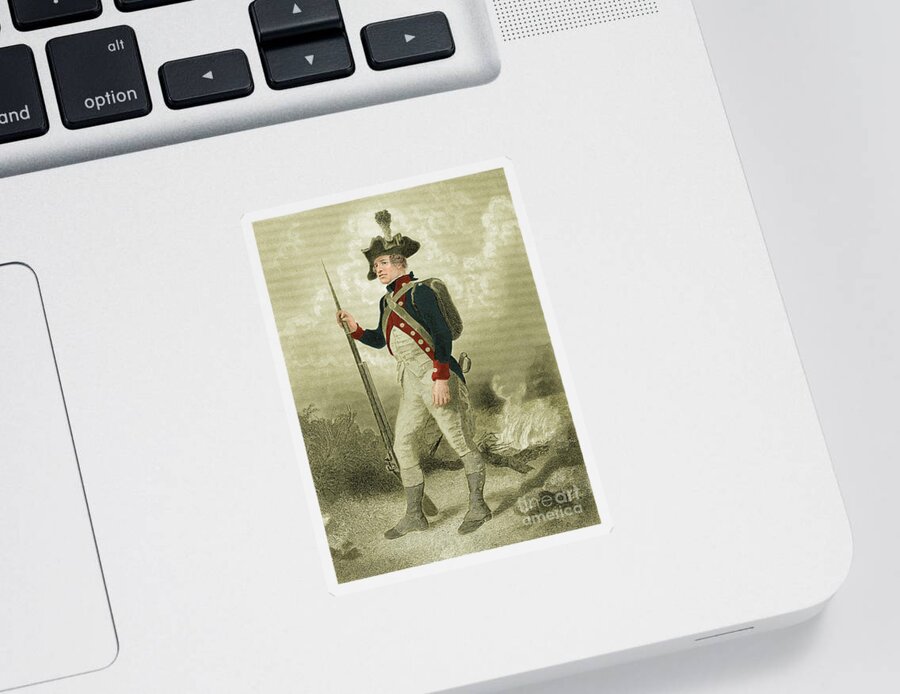 Illustration Sticker featuring the photograph American Continental Soldier #1 by Photo Researchers