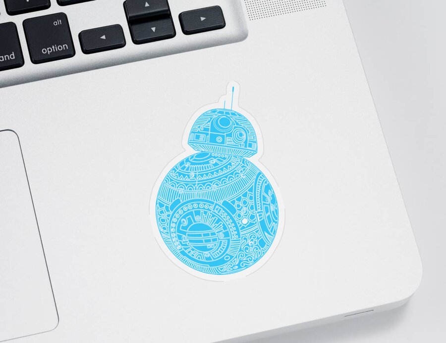 Bb8 Sticker featuring the mixed media BB8 DROID - Star Wars Art, Blue #3 by Studio Grafiikka