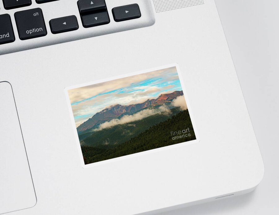 Pikes Peak Sticker featuring the photograph Beautiful Sunrise on Pikes Peak Colorado #1 by Steven Krull