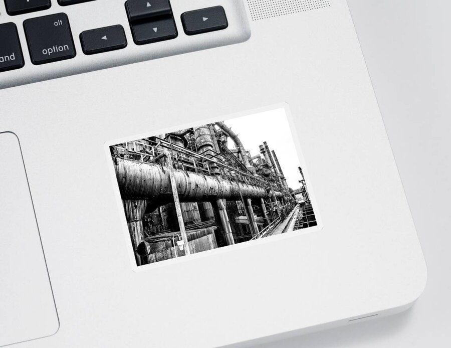 Industrial Sticker featuring the photograph Black and White - Bethlehem Steel Mill #1 by Bill Cannon
