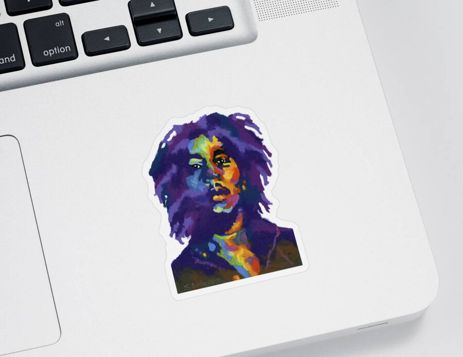 Bob Marley Sticker featuring the painting Bob Marley-for t-shirt by Stephen Anderson