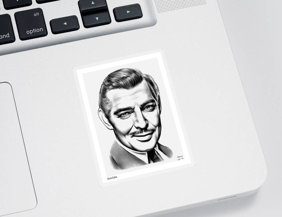 Clark Gable Sticker featuring the drawing Clark Gable #1 by Greg Joens