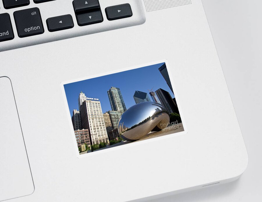 Bean Sticker featuring the photograph Cloudgate Reflects #1 by David Levin