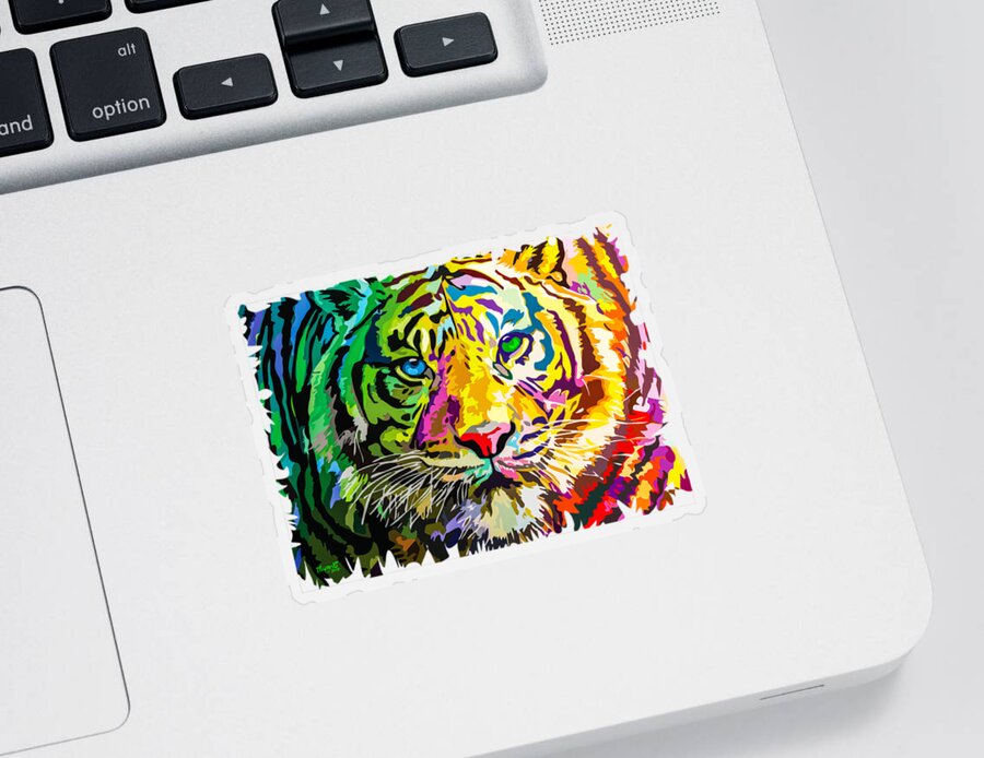 Feline Sticker featuring the painting Colorful Tiger #2 by Anthony Mwangi