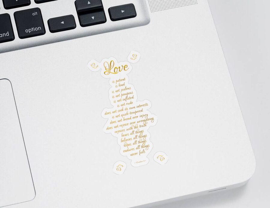 Love Sticker featuring the digital art 1 Corinthians 13 Love Is White Background by Rose Santuci-Sofranko