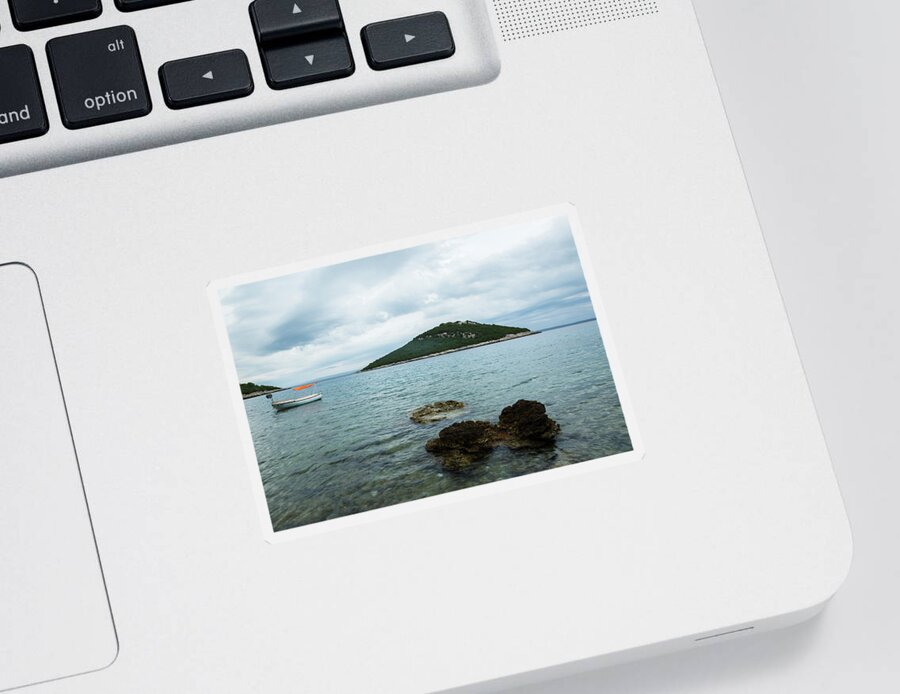 Losinj Sticker featuring the photograph Cunski beach and coastline, Losinj Island, Croatia #1 by Ian Middleton