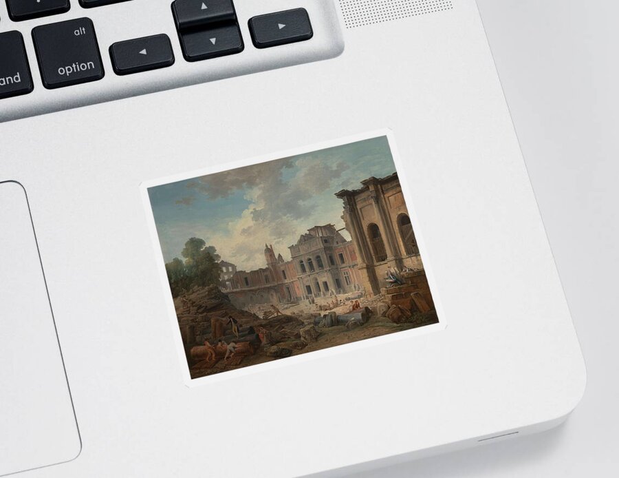 Hubert Robert Sticker featuring the painting Demolition of the Chateau of Meudon by Hubert Robert
