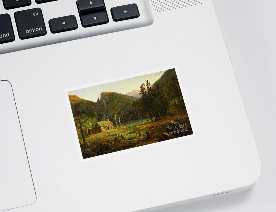 Cropsey Sticker featuring the painting Eagle Cliff, Franconia Notch, New Hampshire by Jasper Francis Cropsey