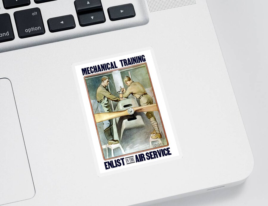 Ww1 Sticker featuring the painting Mechanical Training - Enlist In The Air Service by War Is Hell Store