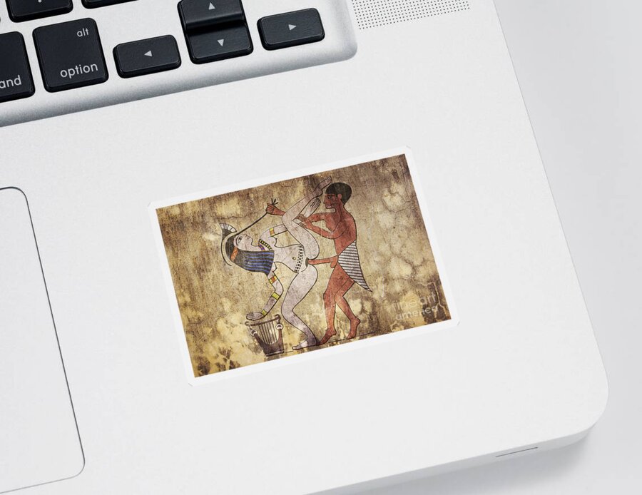 Erotic Sticker featuring the mixed media Erotic Drawing Looks Like Fresco #1 by Michal Boubin
