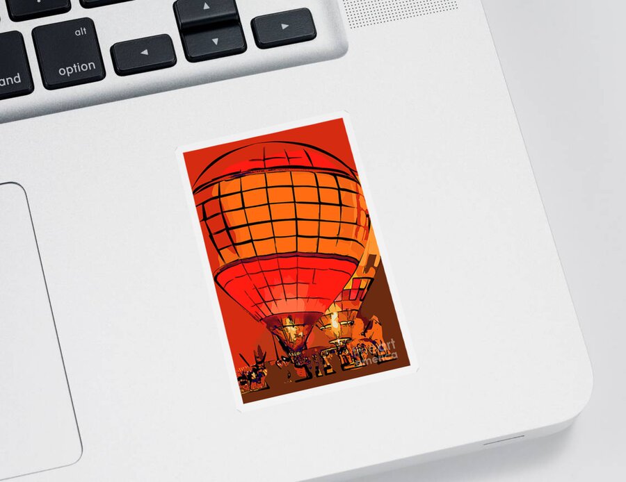 Hot-air-balloons Sticker featuring the digital art Evening Glow Red And Yellow In Abstract #2 by Kirt Tisdale