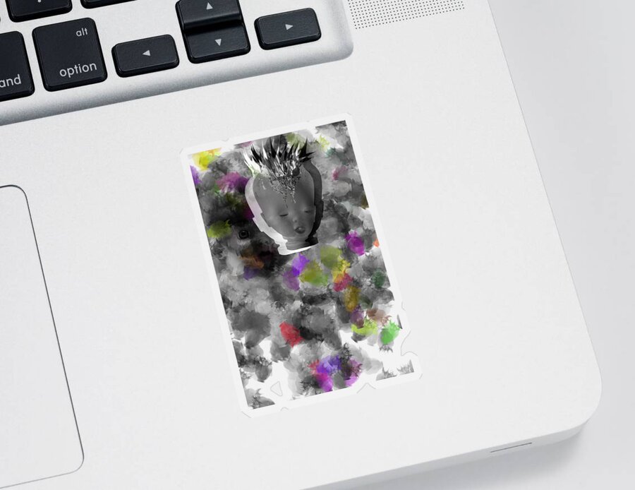 Ok Sticker featuring the digital art Exploding Head #1 by Michal Boubin