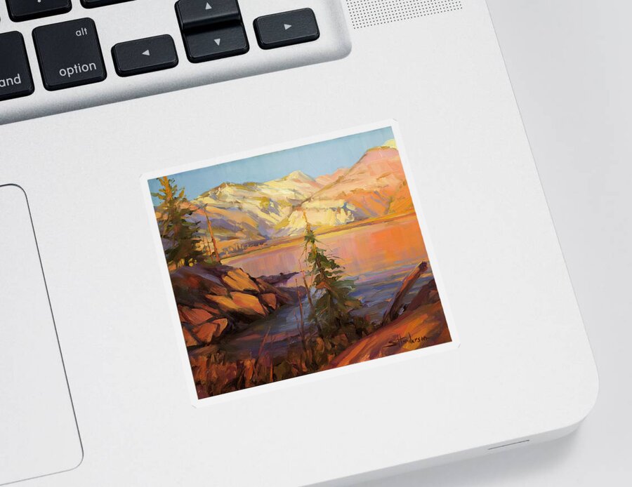 Wilderness Sticker featuring the painting First Light by Steve Henderson