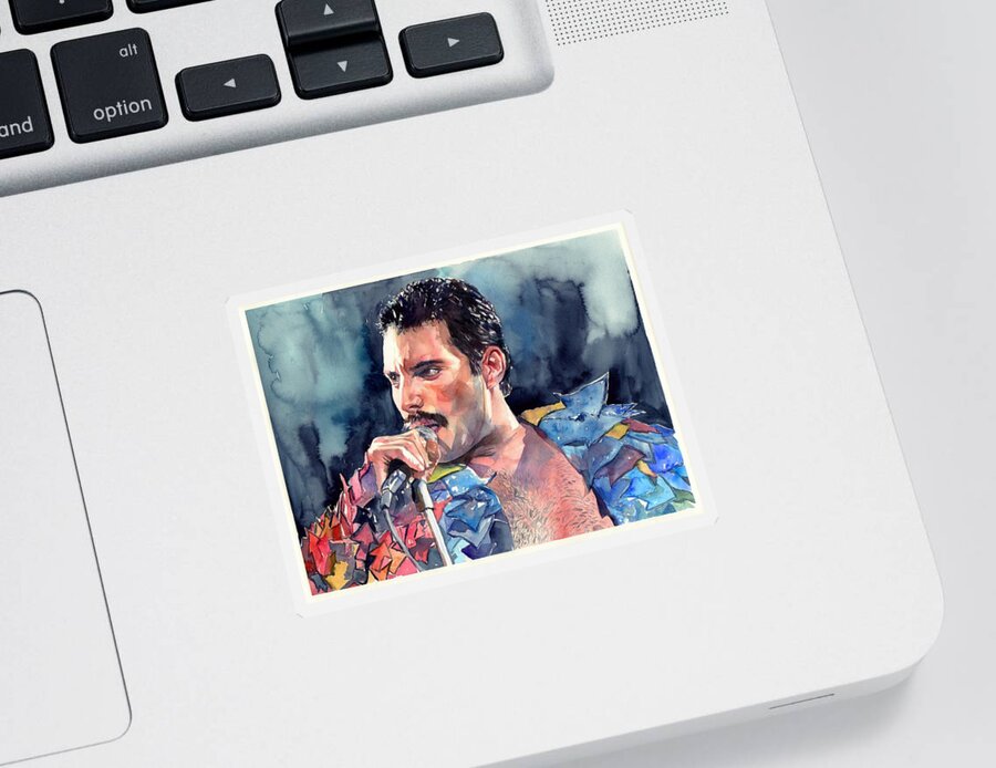 Freddie Sticker featuring the painting Freddie Mercury portrait by Suzann Sines