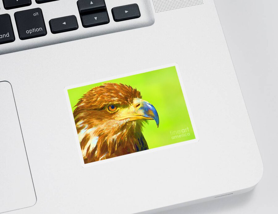 Bird Sticker featuring the digital art Golden Eagle #1 by Teresa Zieba