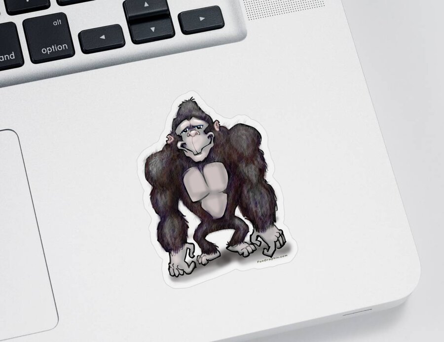 Gorilla Sticker featuring the digital art Gorilla by Kevin Middleton