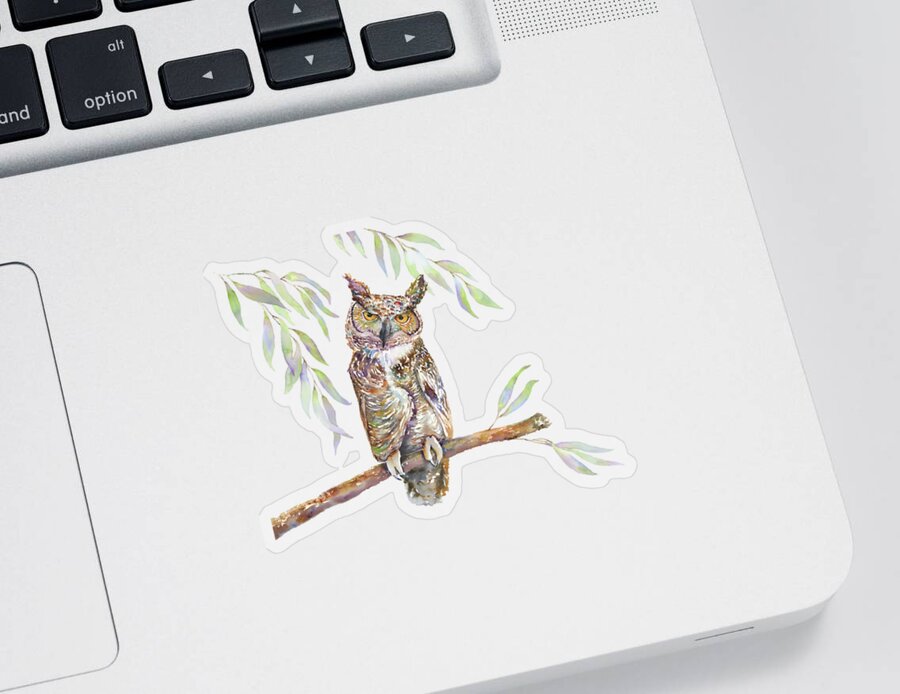 Great Horned Owl Sticker featuring the painting Great Horned Owl #1 by Amy Kirkpatrick