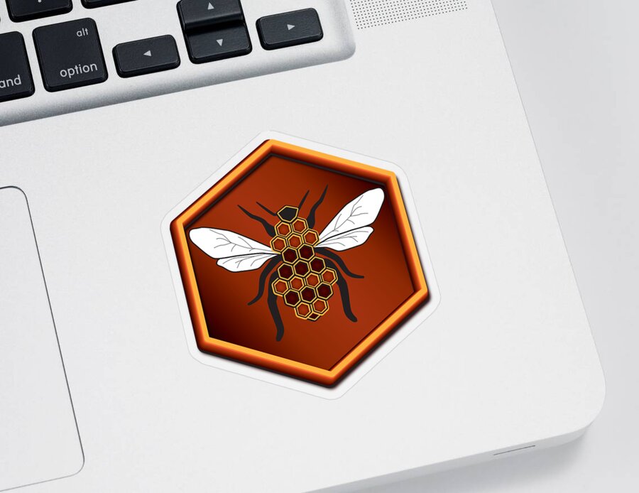 Cartoon Sticker featuring the digital art Honeycomb Bee by Pelo Blanco Photo