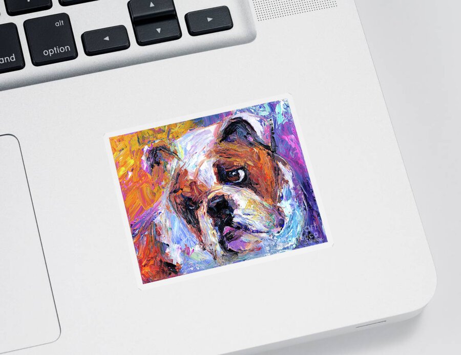 English Bulldog Painting Sticker featuring the painting Impressionistic Bulldog painting #1 by Svetlana Novikova