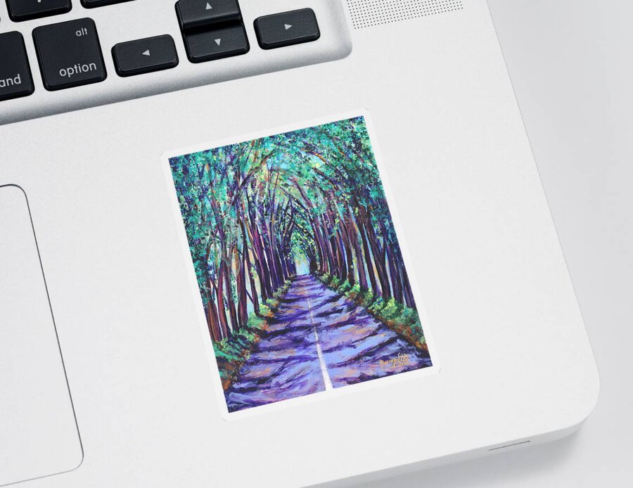 Kauai Tree Tunnel Sticker featuring the painting Kauai Tree Tunnel by Marionette Taboniar