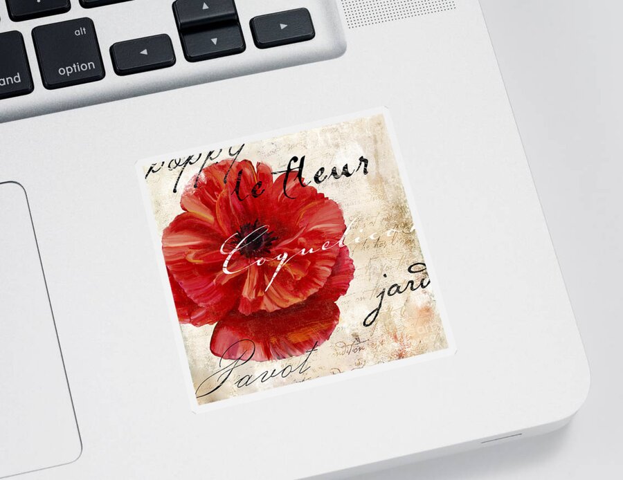 Poppy Sticker featuring the painting Le Pavot #3 by Mindy Sommers