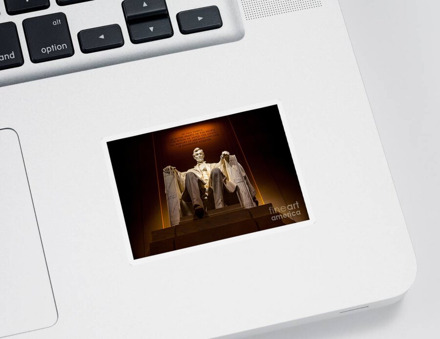 Lincoln Memorial Sticker featuring the photograph Lincoln Memorial at Night - Washington D.C. #1 by Gary Whitton