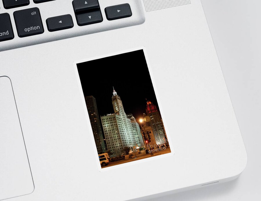Chicago Sticker featuring the photograph Looking North on Michigan Avenue at Wrigley Building #1 by David Levin