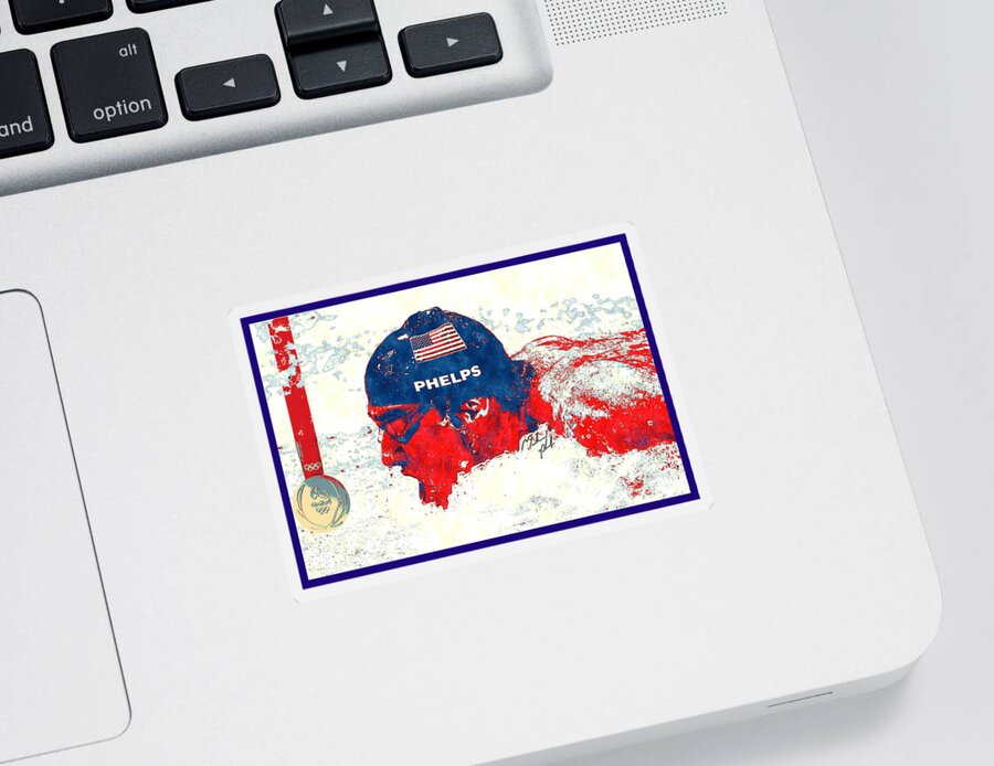 Michael Phelps Sticker featuring the digital art Michael Phelps #1 by Binka Kirova
