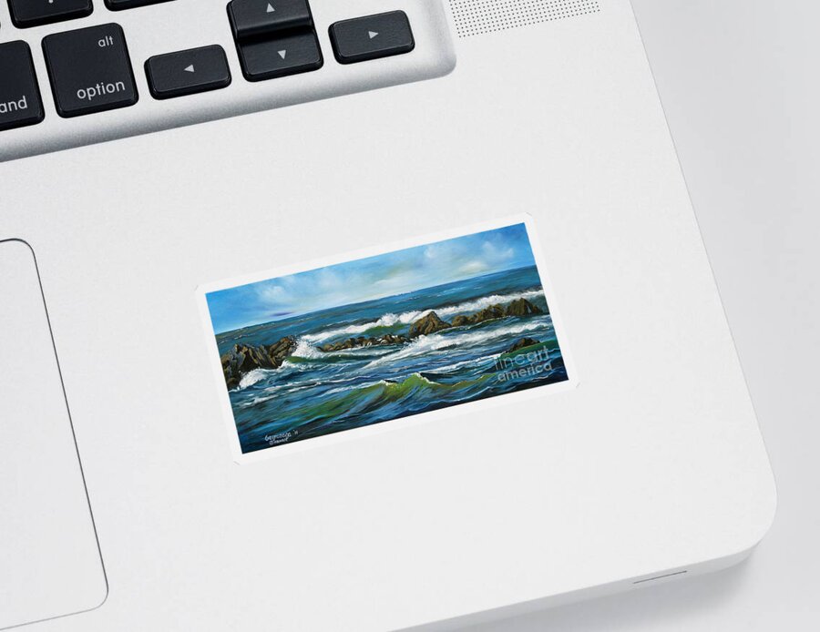 Seascape Sticker featuring the painting Morning Rush by Larry Geyrozaga