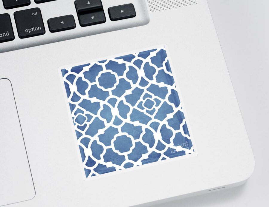 Blue Pattern Sticker featuring the painting Moroccan Blues by Mindy Sommers