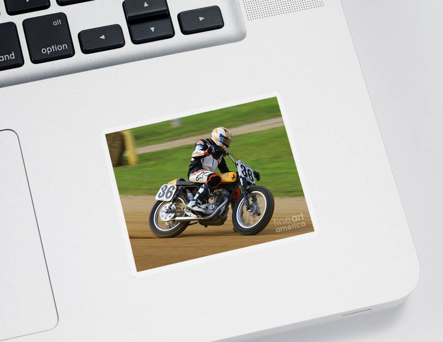 Bike Sticker featuring the photograph Motorcycle Racers on the Curve #2 by Douglas Sacha
