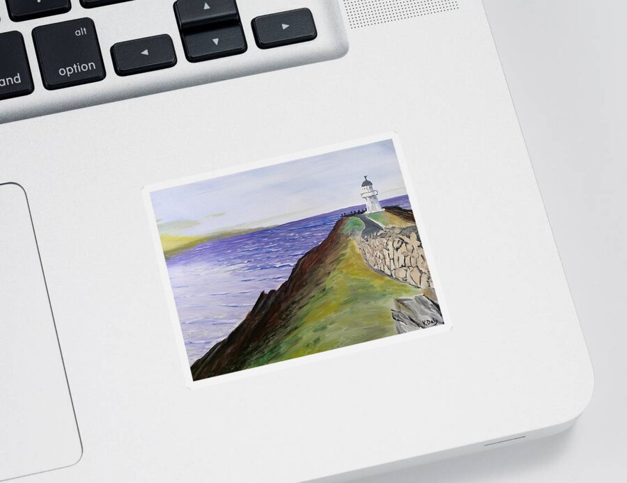 New Zealand Sticker featuring the painting New Zealand Lighthouse by Kevin Daly