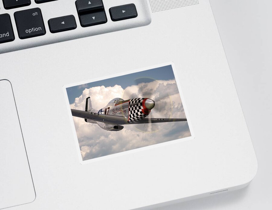 P-51 Mustang Sticker featuring the digital art P-51 Mustang Big Beautiful Doll by Airpower Art