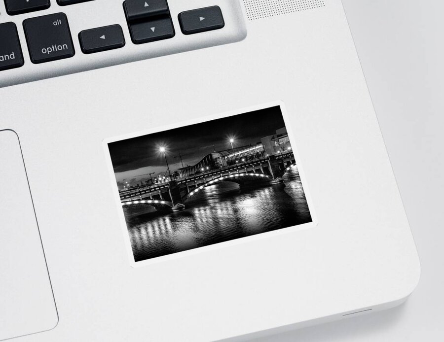 Bridge Sticker featuring the photograph Pearl Street Bridge at Night #1 by Randall Nyhof