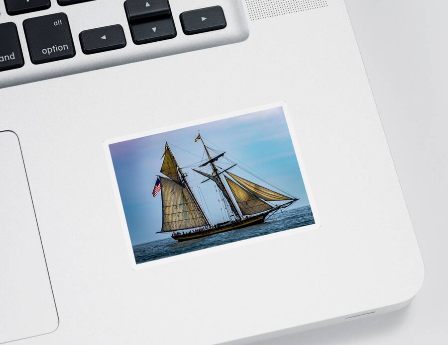 America Sticker featuring the photograph Pride of Baltimore a two masted schooner #1 by Jack R Perry