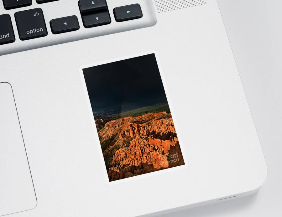 North America Sticker featuring the photograph Rainbow Over Hoodoos Bryce Canyon National Park Utah #1 by Dave Welling