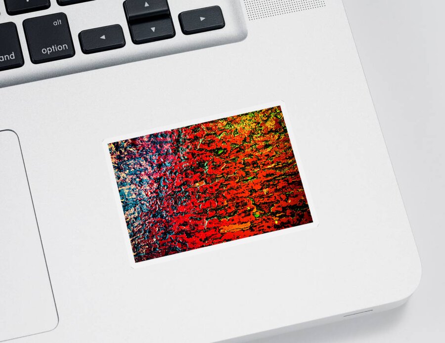 Wall Art Sticker featuring the photograph Red Color Abstract Wood and Rain Water #1 by John Williams