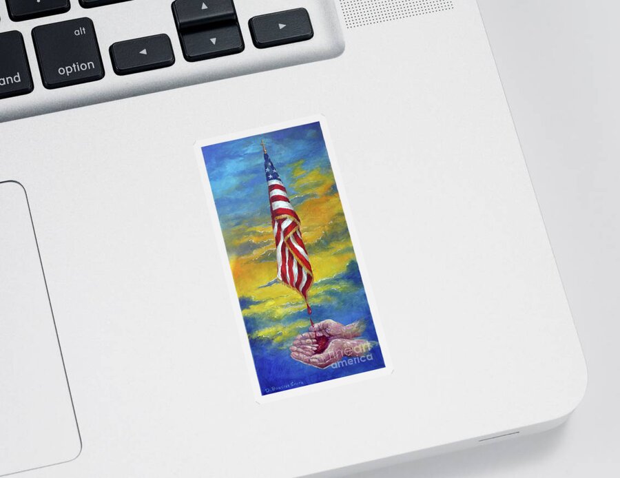 American Flag Sticker featuring the painting Sacrifice #1 by Deborah Smith