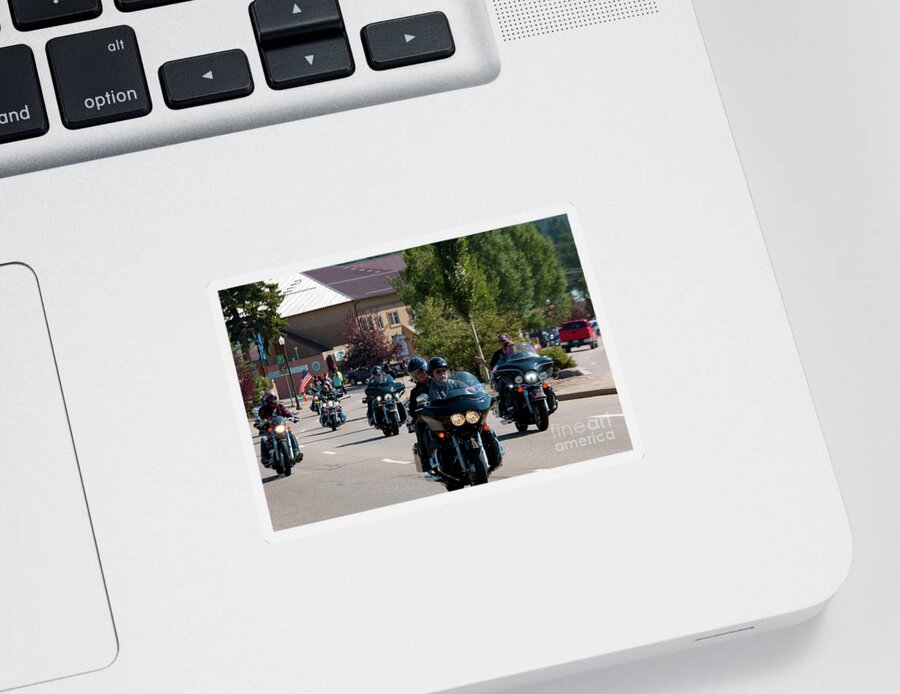 Motorcycle Sticker featuring the photograph Salute to Veterans Bike Rally #1 by Steven Krull