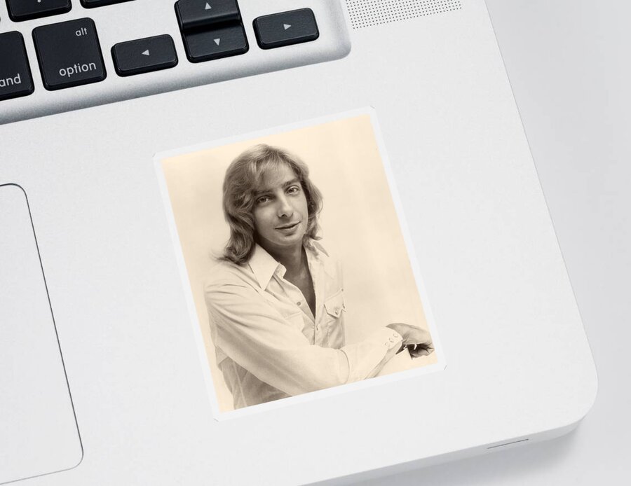 Publicity Photo Sticker featuring the photograph Singer Barry Manilow 1975 #1 by Mountain Dreams