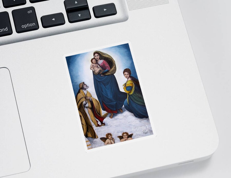 Sistine Madonna Sticker featuring the painting Sistine Madonna by Judy Kirouac