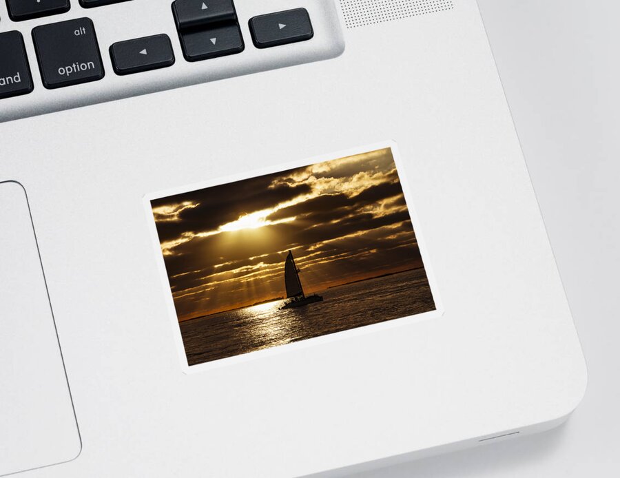 Sunset Sticker featuring the photograph Sunset Sail 2 #1 by Bob Slitzan