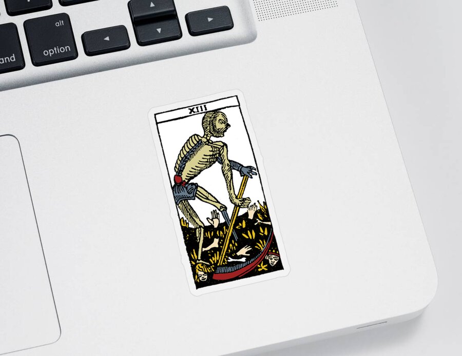 16th Century Sticker featuring the photograph Tarot Card Death #1 by Granger