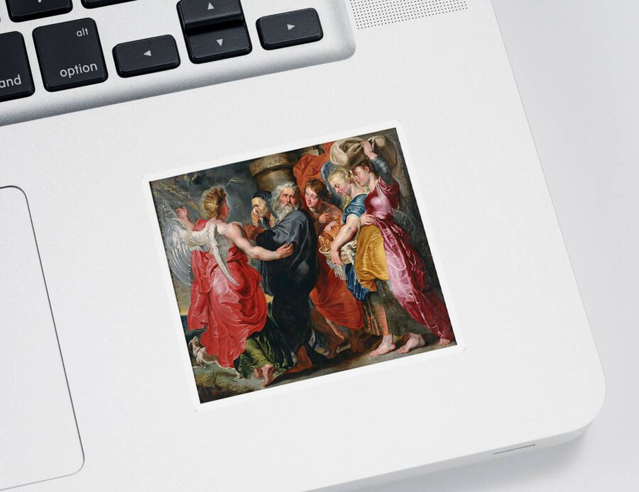 Jacob Jordaens Sticker featuring the painting The Flight of Lot and His Family from Sodom #5 by Jacob Jordaens