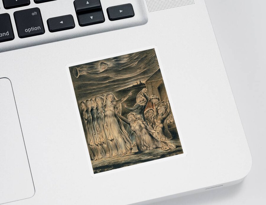 William Blake Sticker featuring the drawing The Parable of the Wise and Foolish Virgins by William Blake