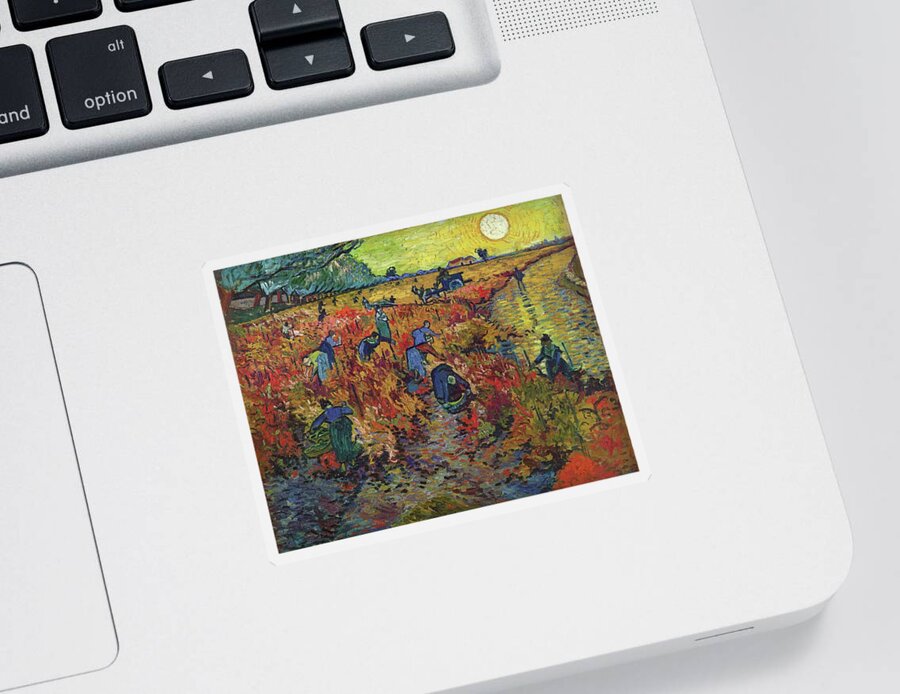 Red Sticker featuring the painting The Red Vineyard #6 by Vincent Van Gogh