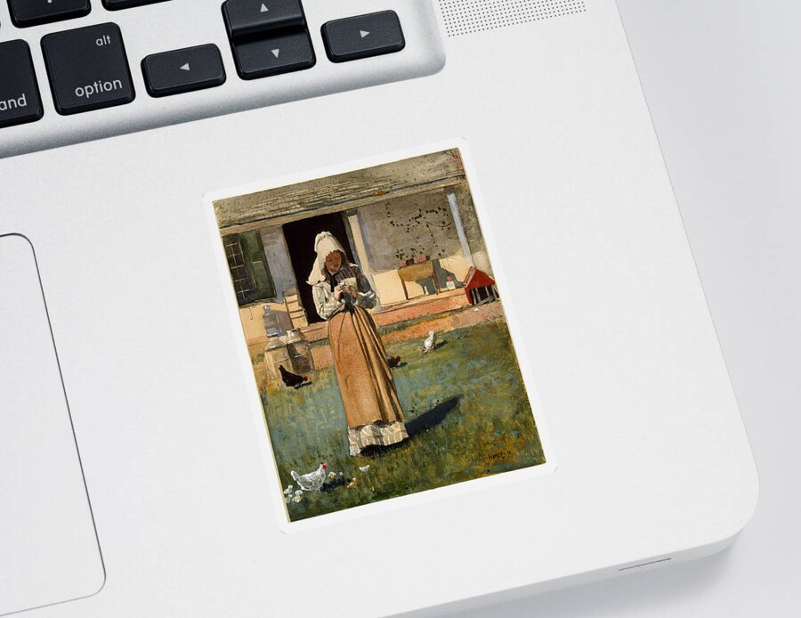 Winslow Homer Sticker featuring the painting The Sick Chicken #5 by Winslow Homer